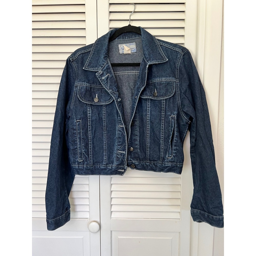 Vintage Kenzo Denim Jacket Great Wave Hokusai Label Size S Made in France 90s